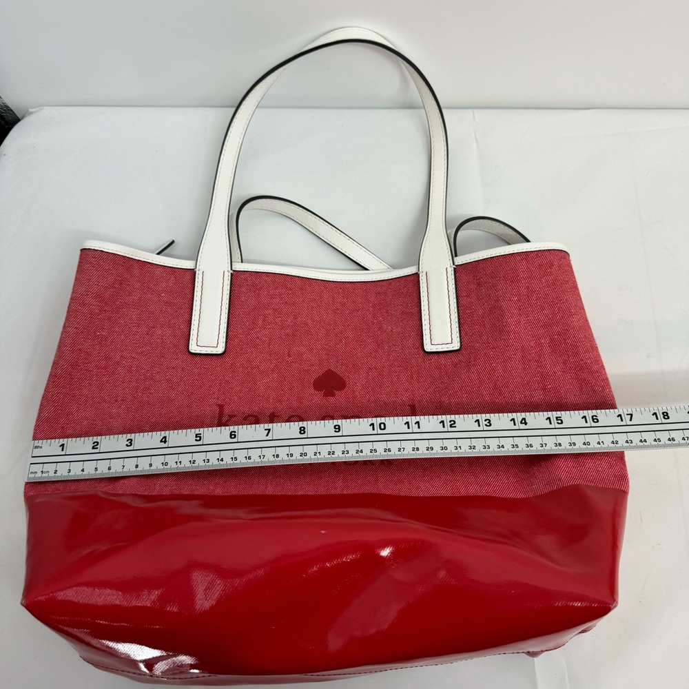 Kate Spade Ash Street Logo Tote Asphalt Red Triple Compartment - Picture 13 of 16